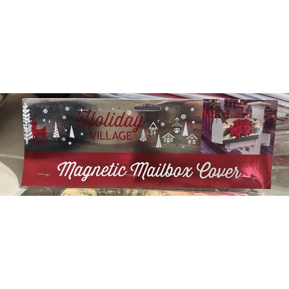 Holiday Village Magnetic Mailbox Cover Christmas Poinsettia Sheet Music Decor - Picture 3 of 4